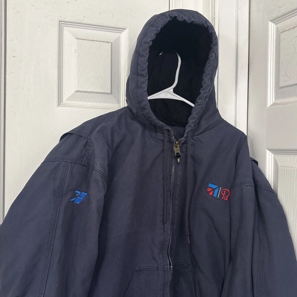 Berne Mens Workwear Jacket Duck Canvas Full Zip Hood Industrial HJ51ND 2XL Blue - Picture 3 of 15